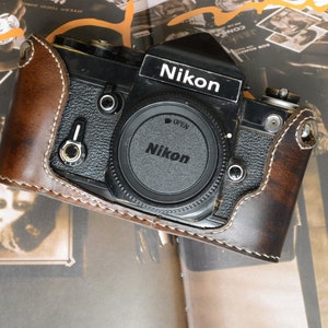 Leather half case for Nikon F2 camera with grip