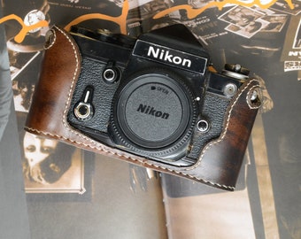 Leather half case for Nikon F2 camera with grip