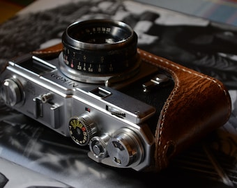 Leather half case for Nikon S3 SP Rangefinder camera with finger grip