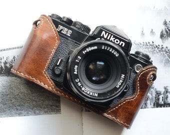 Leather half case for Nikon FM FM2 FM3a FE FE2 camera with grip