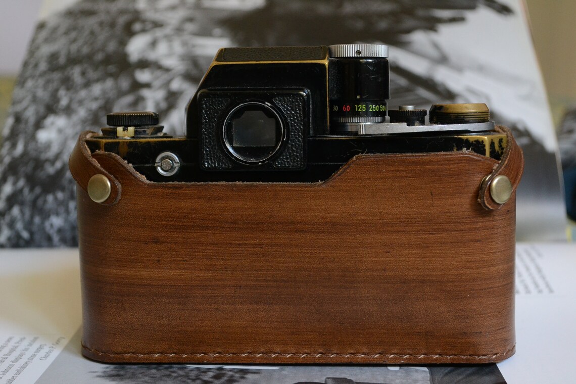 Leather half case for Nikon F camera with grip Etsy