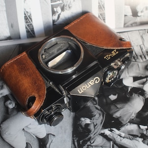 Leather half case for Canon F1 old camera