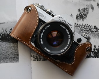 Leather half case for Canon AE1 , AE1 program , A1 camera