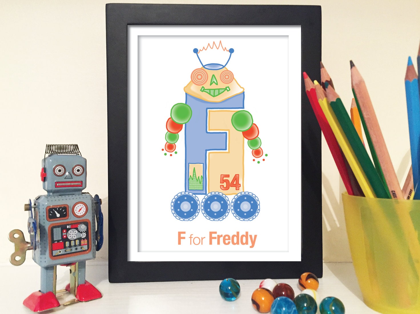 Alphabet Robot Personalised Print Robot Print Robot Etsy