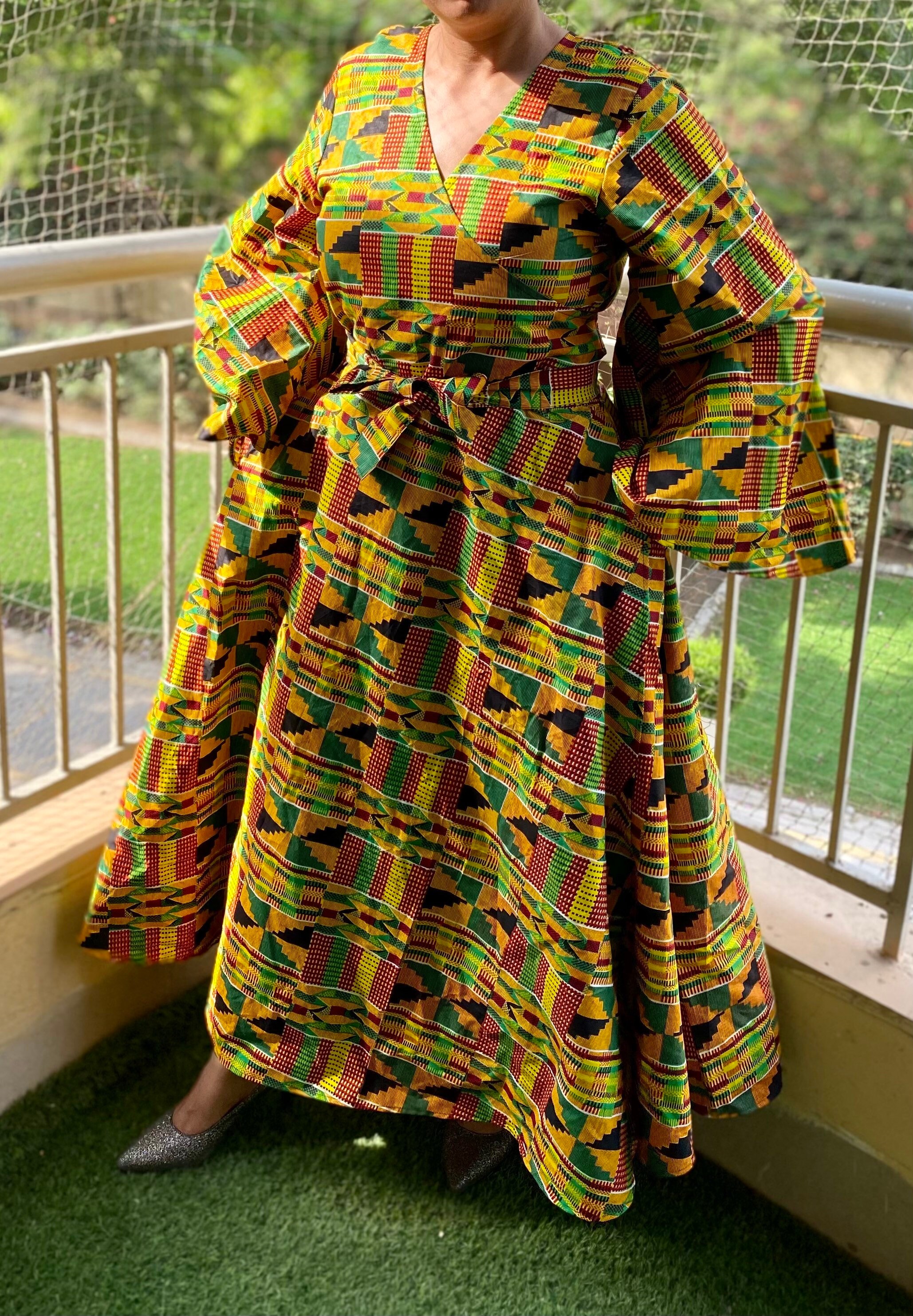 Africa Print Kente Long Wrap DressAnkara Wrap DressOne Size Etsy