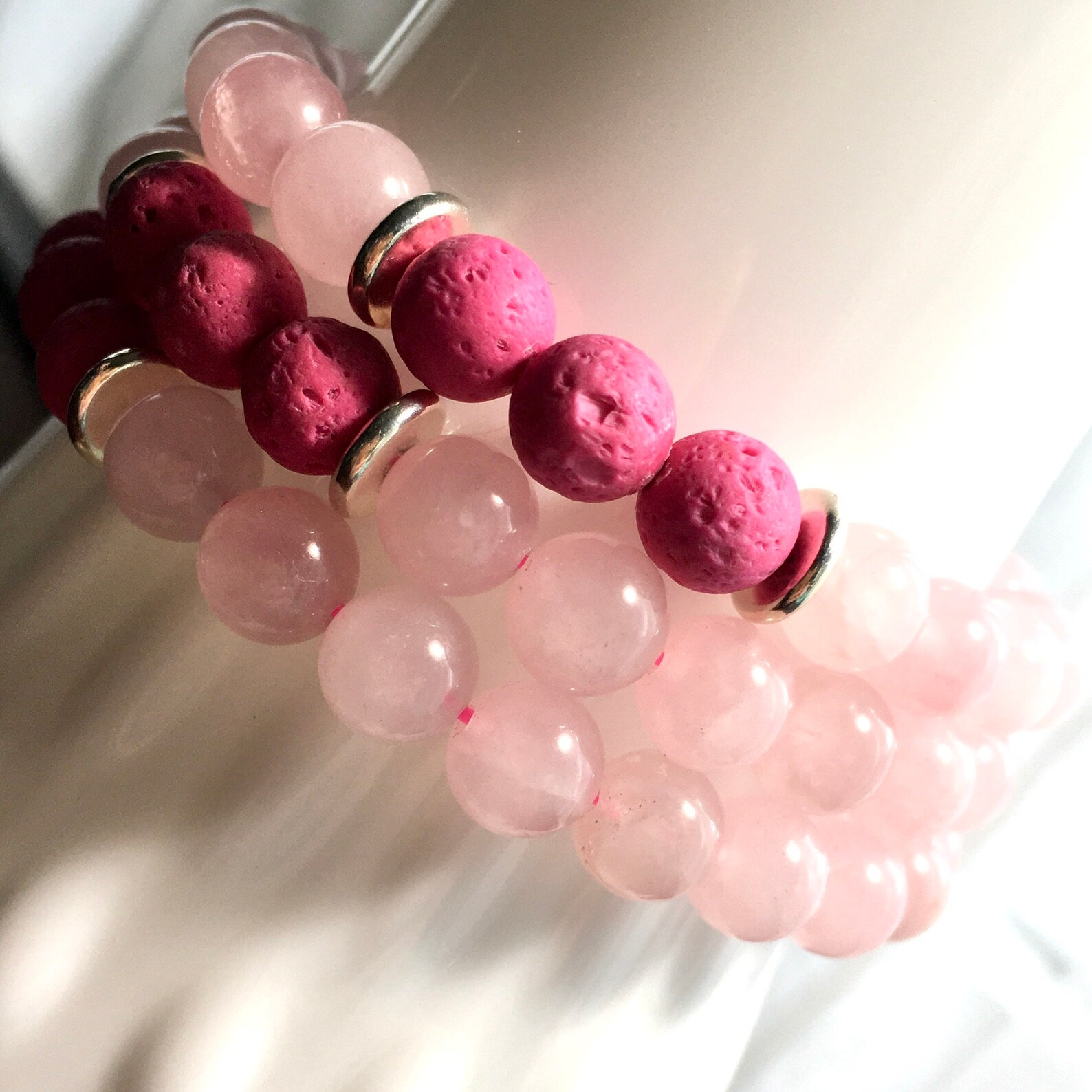 Aromatherapy Diffuser Bracelet Rose Quartz Etsy