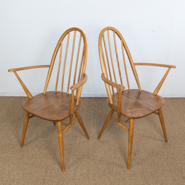 Refinished Pair of Light Blonde Ercol Windsor Carver Chairs