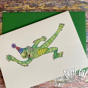 Horror birthday card, creature birthday, creature from the black lagoon, spooky birthday, monster birthday card