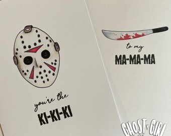 Camp Crystal Love- Horror Nerd version, Horror Greeting Card, Horror friend card, Ki Ki Ki Ma Ma Ma, Horror Gift, Horror fan gift