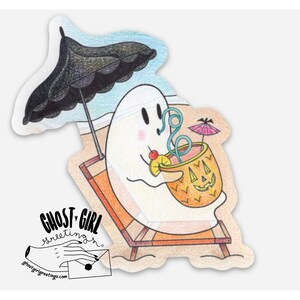 Pegatina de vinilo: Fantasma de Pina Ghoulada, Fantasma de verano, Pegatina de Summerween