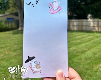Summerween stationary, Summer ghosts, summer ghost note pad