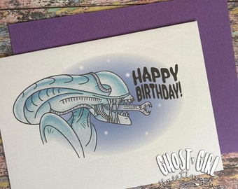 Horror birthday card, Spooky birthday card, Queen birthday card