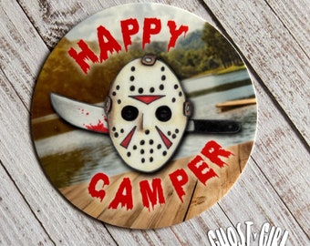 Vinyl Sticker, Happy Camper, Spooky Stickers, Funny spooky stickers