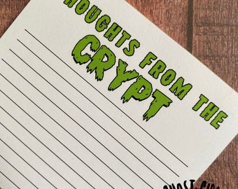 Papelería espeluznante, papelería magnética, papelería de terror, pensamientos desde la cripta