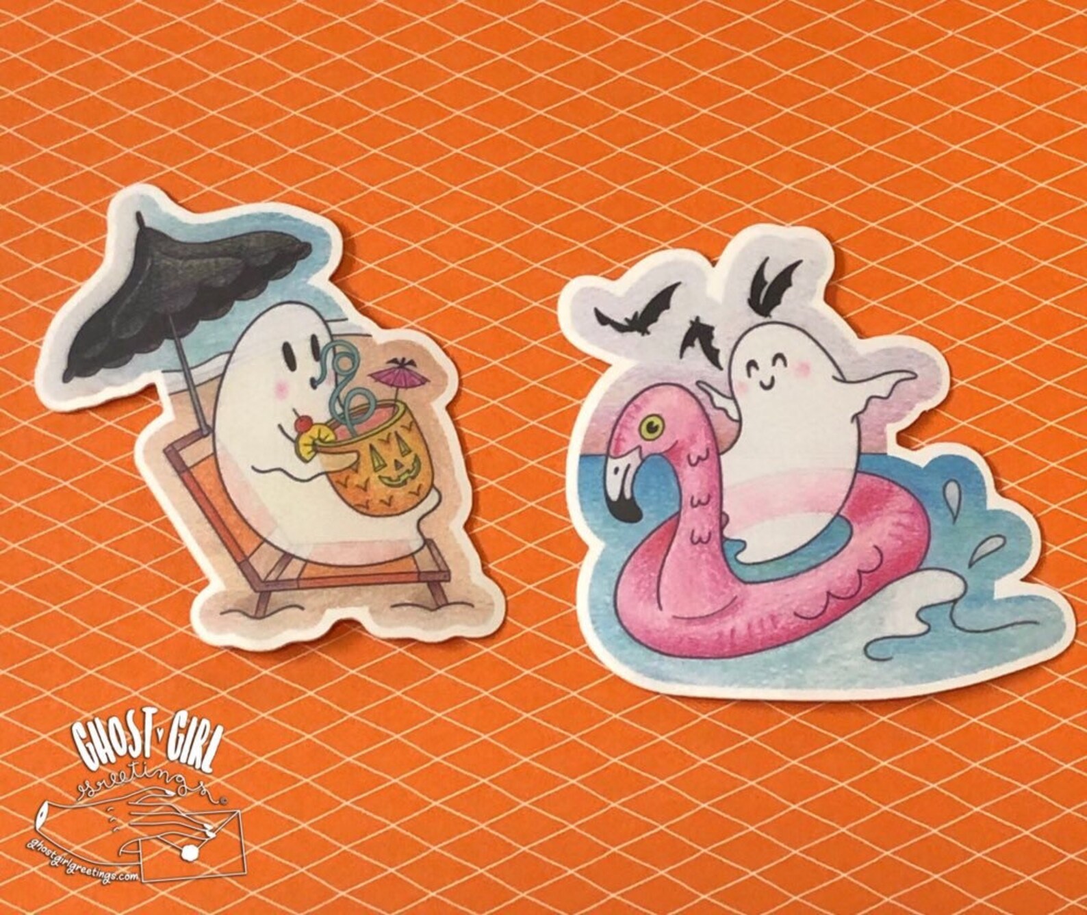 Summerween Sticker pack Ghost Stickers Summer Ghosts Cute Etsy