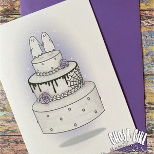 Wedding Card, Spooky Wedding Card, Goth Couple, Spooky Couple, Halloween Wedding image 3