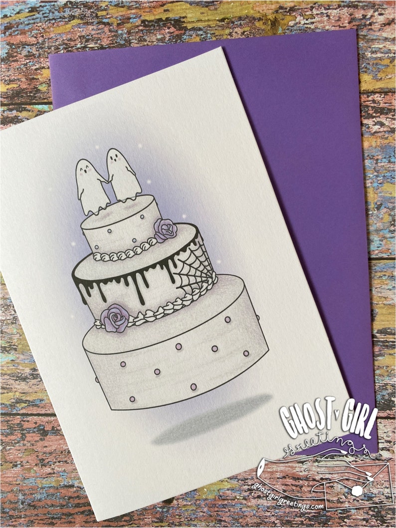 Wedding Card, Spooky Wedding Card, Goth Couple, Spooky Couple, Halloween Wedding image 3