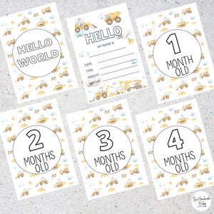 Construction Baby Milestone Cards / Trucks / Baby Photo Props / New Baby Accessories / Baby Shower Gift / Baby Cards / Babys First Year