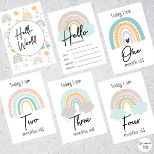 Sweet Rainbow Baby Milestone Cards / Rainbow / Baby Photo Props / New Baby Accessories / Baby Shower Gift / Baby Cards / Babys First Year
