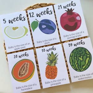 Pregnancy Milestone Cards / Pregnancy Photo Props / Pregnancy Accessories / A6 Cards / Week by Week / Fruit and Vegetables / Mum to be