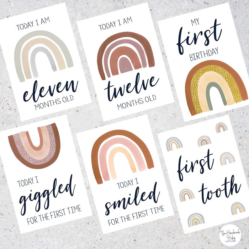 Boho Rainbow Baby Milestone Cards / Baby Photo Props / New Baby ...