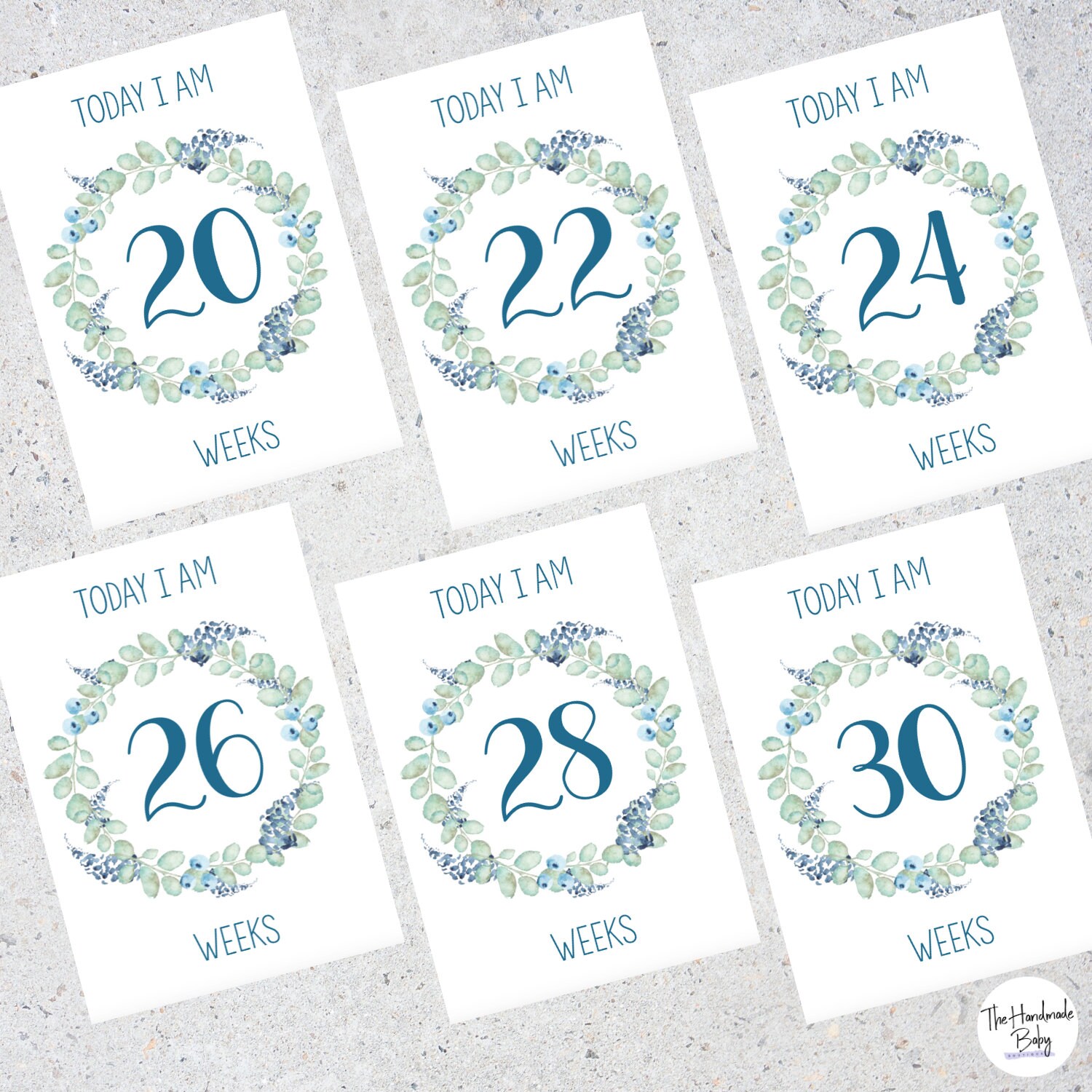 Floral Leafy Green Pregnancy Milestone Cards / Pregnancy Photo Etsy