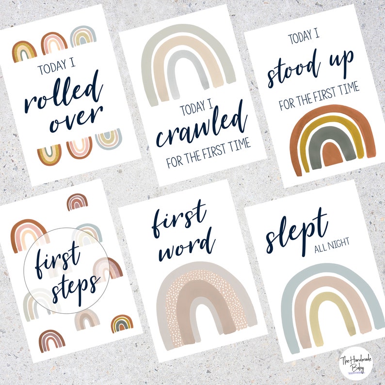 Boho Rainbow Baby Milestone Cards / Baby Photo Props / New Baby ...