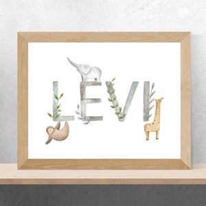 Baby Animal Name Print | Personalised Print | Baby Birthdates | Nursery Decor | Birth Details | A4 Print | A3 Print