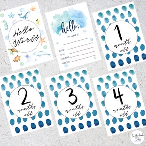 Under the Sea Baby Milestone Cards / Ocean / Baby Photo Props / New Baby Accessories / Baby Shower Gift / Baby Cards / Babys First Year
