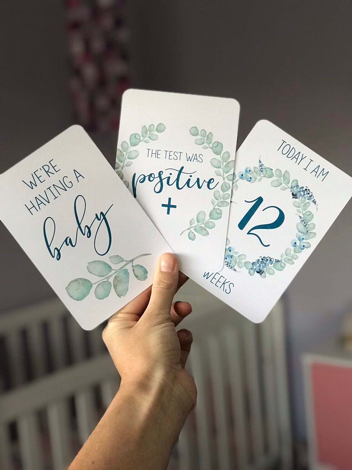 Floral Leafy Green Pregnancy Milestone Cards / Pregnancy Photo Etsy