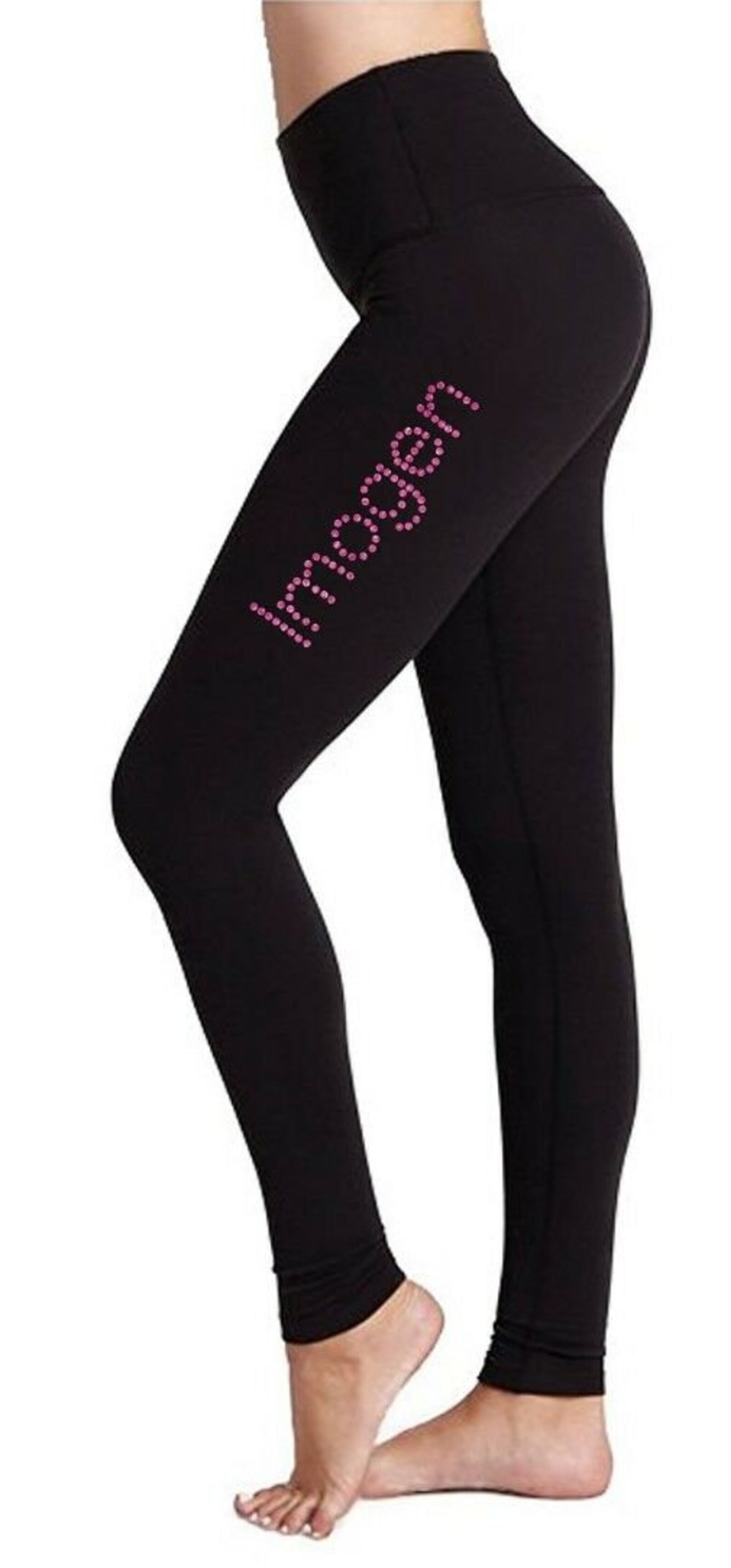 Personalised Lycra Black Dance Gymnastic Gym Leggings Silver Etsy
