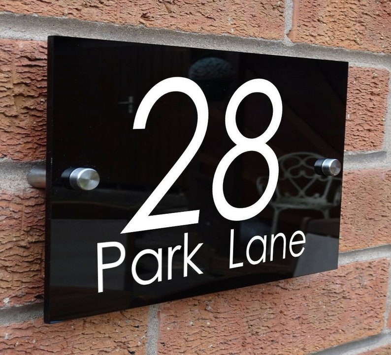 Premium Black or White Acrylic House Number Sign Plaque Etsy UK