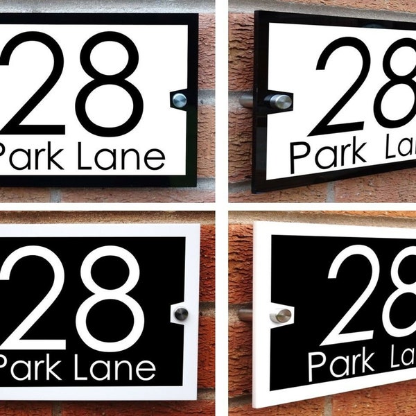 Premium black or white acrylic house number sign plaque stainless steel standoff