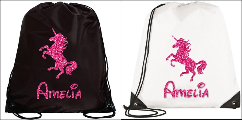PERSONALISED UNICORN Drawstring bag PE dance boys girls kids swim gym school