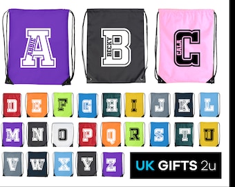 Personalised Drawstring Bag Sport School PE Kit Boys Girls Gym Dance Swimming