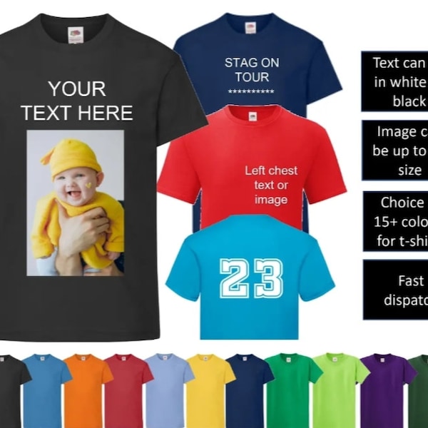 T-shirt personnalisé avec logo, texte et photo cerf poule enfants homme femme enfant