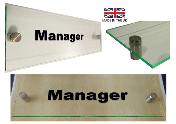 Office Door Plaque Business Sign Quality Glass Effect Perspex Etsy