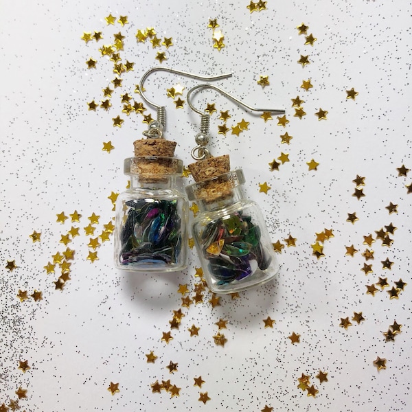 Boucle d'oreilles fiole avec sequins