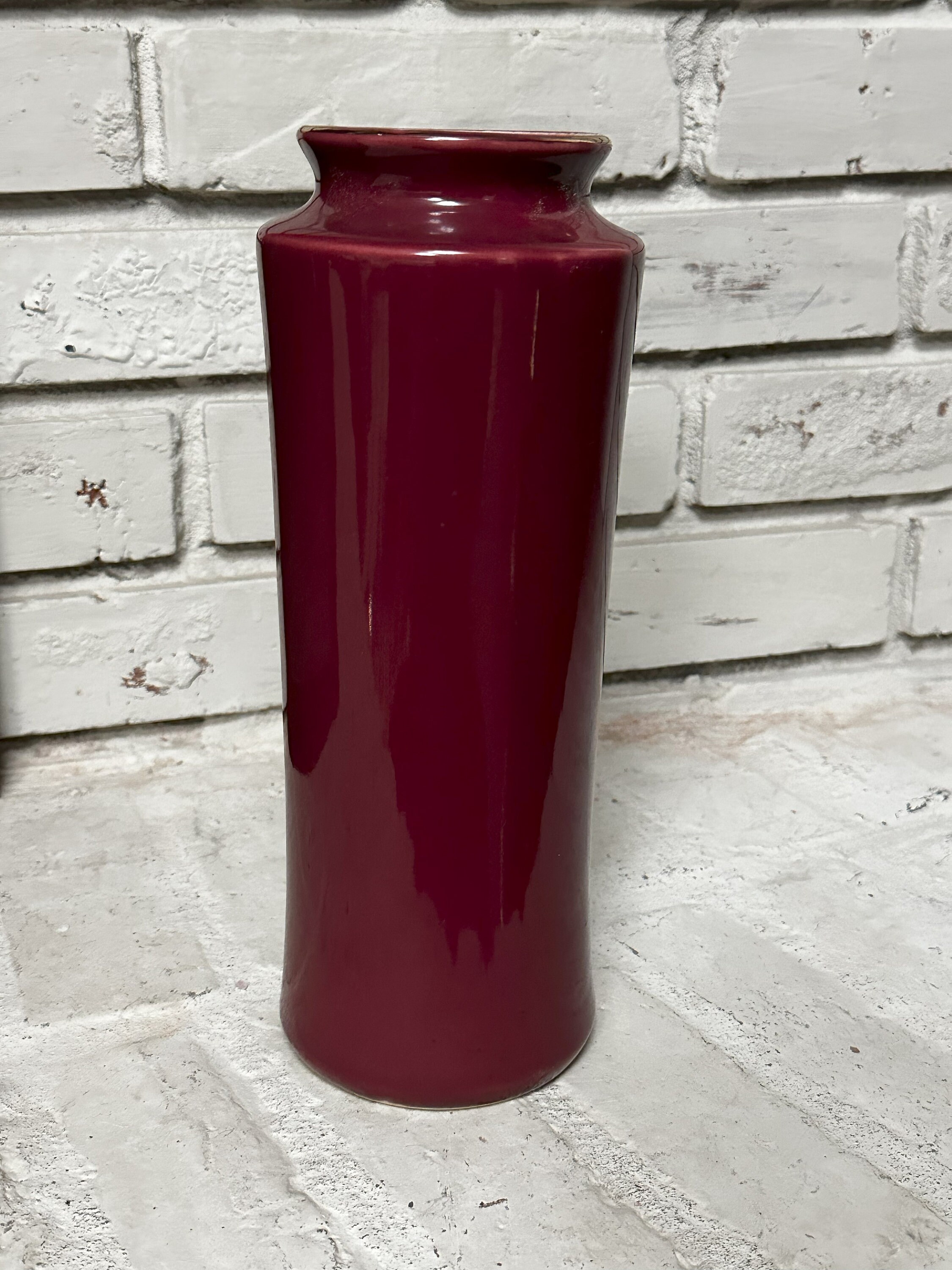 Vintage ARTMARK Japanese Cylinder Vase With Crane Detail Burgundy and Gold Etsy