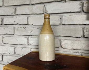 Antique Ginger Beer or Stout Salt Glazed Stoneware Bottle Collectible - Man Cave Decor