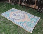 Turkish Rug, Vintage Handwoven Decorative Oushak Rug, Anatolian Home Decor Tribal Bathroom Area Rug Carpet, Turkish Nursery Area Rug 5 39 x2 39 8 quot