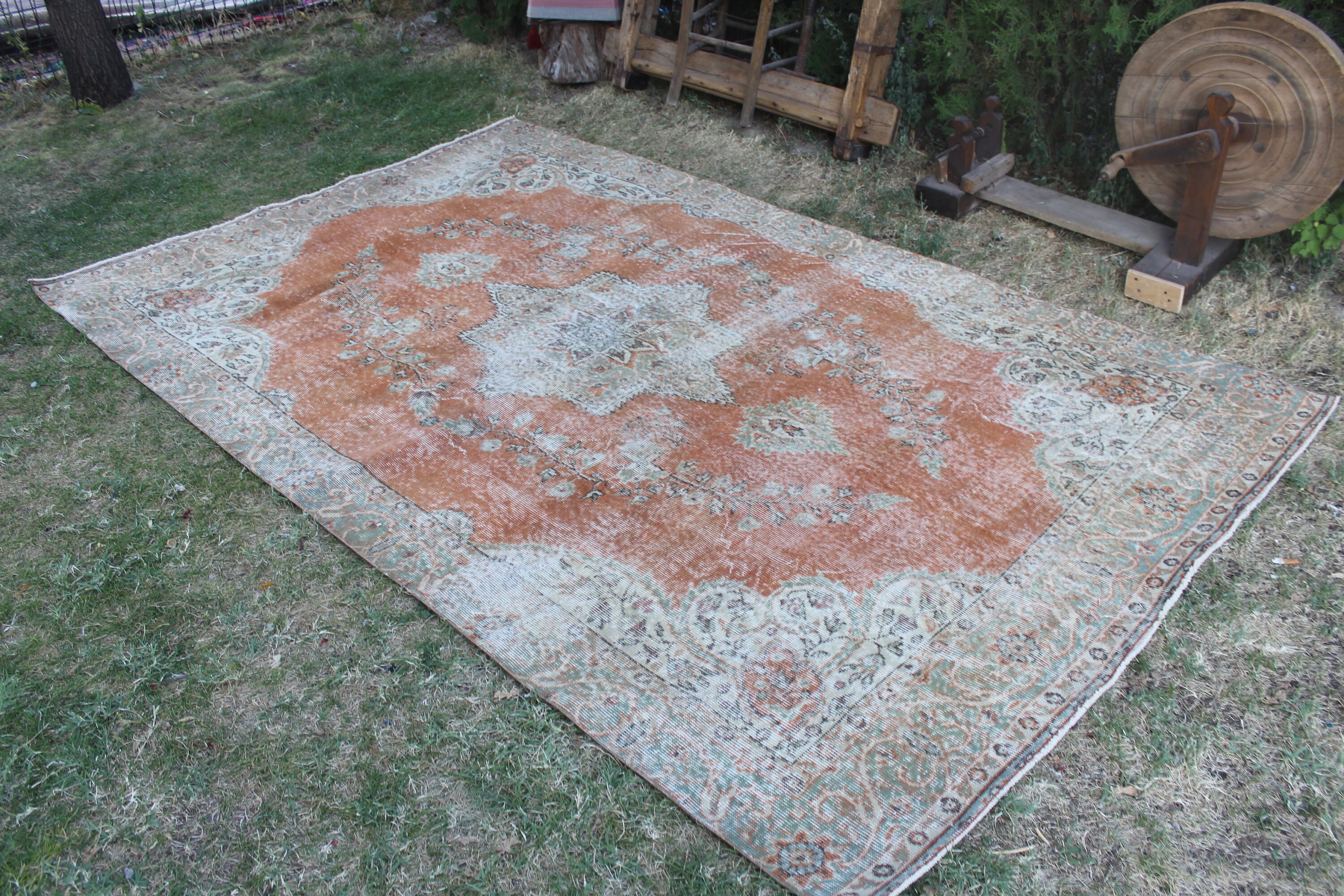 Turkish Rug Vintage Turkish Handmade Decorative Oushak Etsy