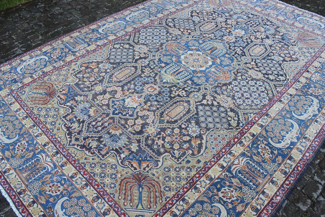Extra Large Rug Area Rug 9x14 Blue Turkish Rug Large Etsy