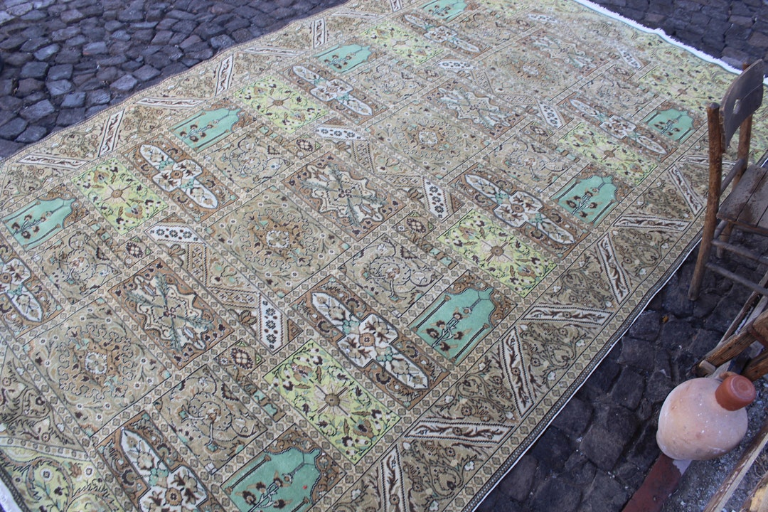 Turkish Rug 8x12, Oushak Rug, Vintage Handmade Rug, Office Rug, Area Rug, Living Room Rug, Large