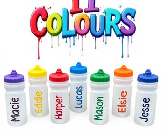 Personalised - Any Name - Kids Leak Free Clear 500ml Water / Drinks Bottle - Ideal Gift for School , Nursery, Party