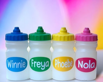 PERSONALISED WATER BOTTLE - Any Name - Kids Leak Free 300ml Water / Drinks Bottle -  Nursery, Gift, School,  Party uk