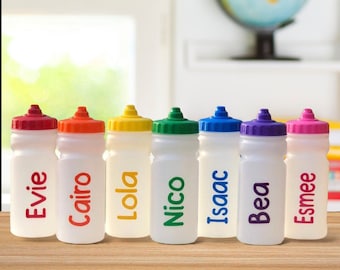 Personalised - Any Name - Kids Leak Free Clear 500ml Water / Drinks Bottle - Ideal Gift for School , Nursery, Party