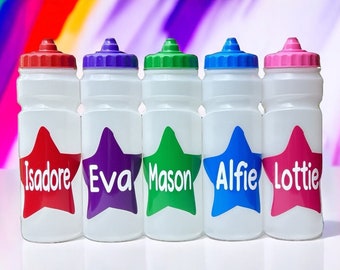 PERSONALISED WATER BOTTLE - Any Name - Kids Leak Free Star 750ml Water / Drinks Bottle - Gift, School, Party - no leaks