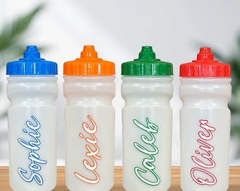 Personalised - Any Name - Kids Leak Free Clear 500ml Water / Drinks Bottle - Ideal Gift for School , Nursery, Party
