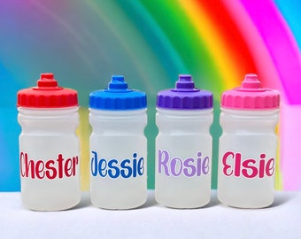 PERSONALISED CUSTOM BOTTLE - Any Name - Kids Leak Free 300ml Water / Drinks Bottle - Gift, School, Nursery Party uk